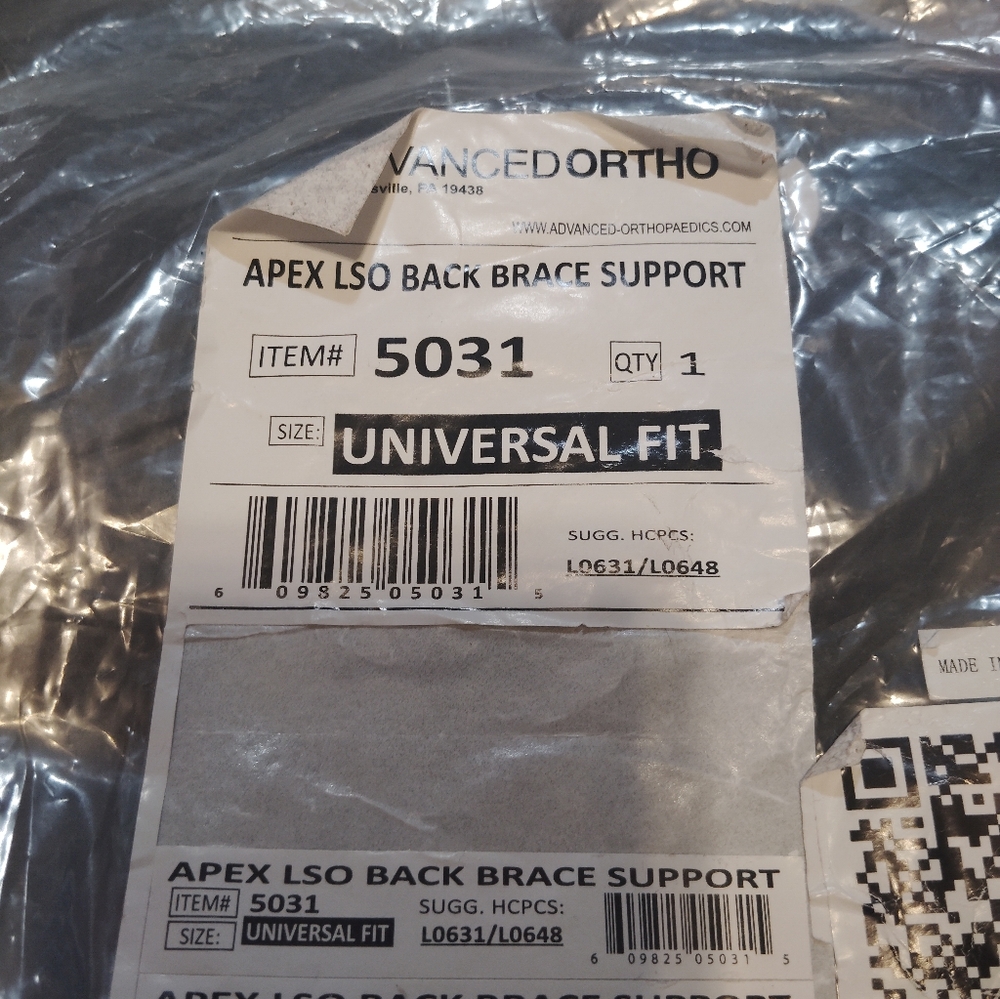 Apex LSO Back Brace Support - Universal Fit